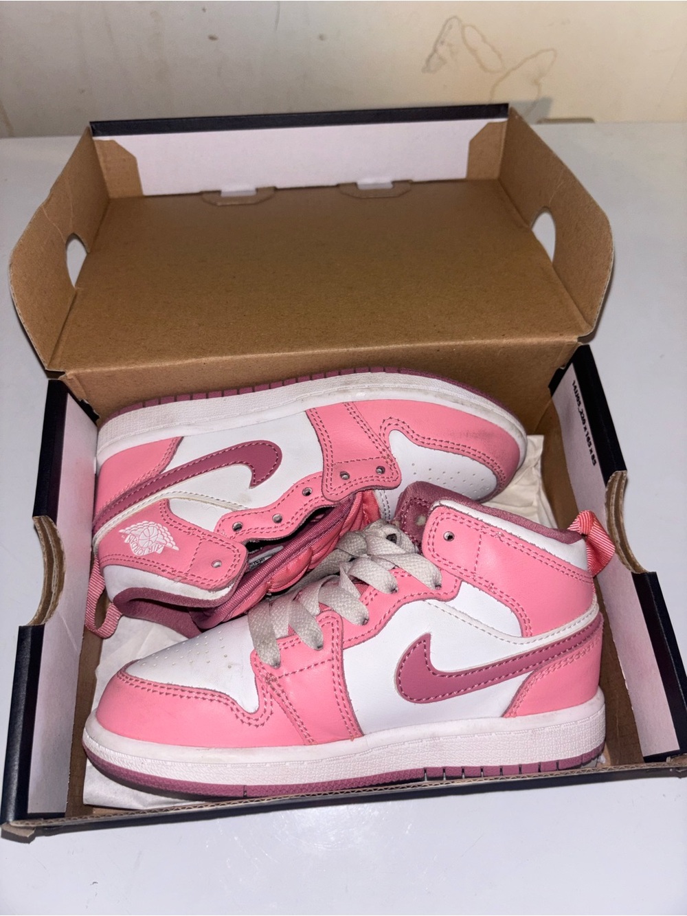 Nike Pink and White Kids' Mid-Top Sneakers